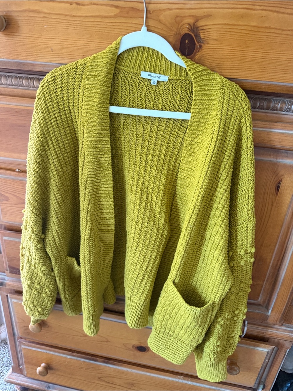 Madewell Chunky Open-Front Cardigan in Chartreuse